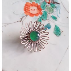 John Lauritzen slv broche med grn sten 