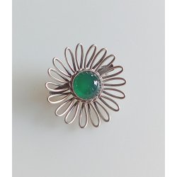 John Lauritzen slv broche med grn sten 