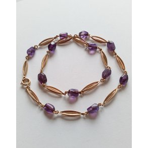 Herman Siersbl halskde i 14 karat guld med ametyst 