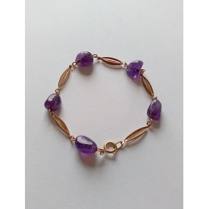 Herman Siersbl armbnd i 14 karat guld prydet med ametyst 