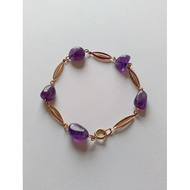 Herman Siersbl armbnd i 14 karat guld prydet med ametyst 