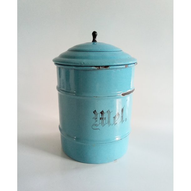 Madame Bl� / Guld &amp; Marstrand mel b�tte / krukke i emaljeret metal