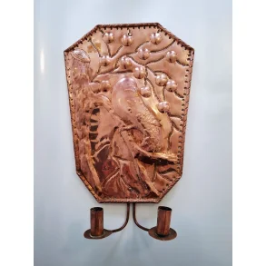 Antik v�g lysestage i kobber 