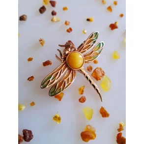 House of Amber broche i forgyldt s�lv 