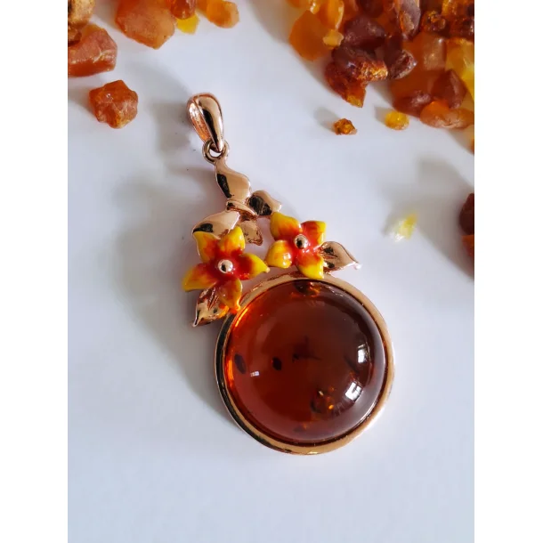 House of Amber Copenhagen vedh�ng i forgyldt s�lv 