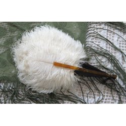 Antik vifte af skildpaddeskjold og strudsefjer